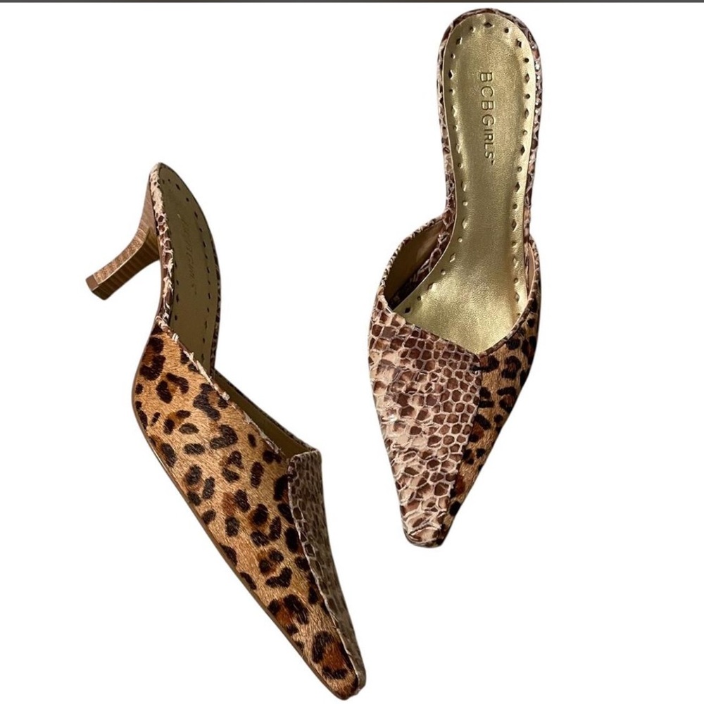 BCBGirls Animal Print Pointed Kitten Heels